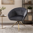 Pemberly Row Velvet Dining Chair with Metal Frame in Gray Bronze Finish