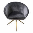 Pemberly Row Velvet Dining Chair with Metal Frame in Gray Bronze Finish