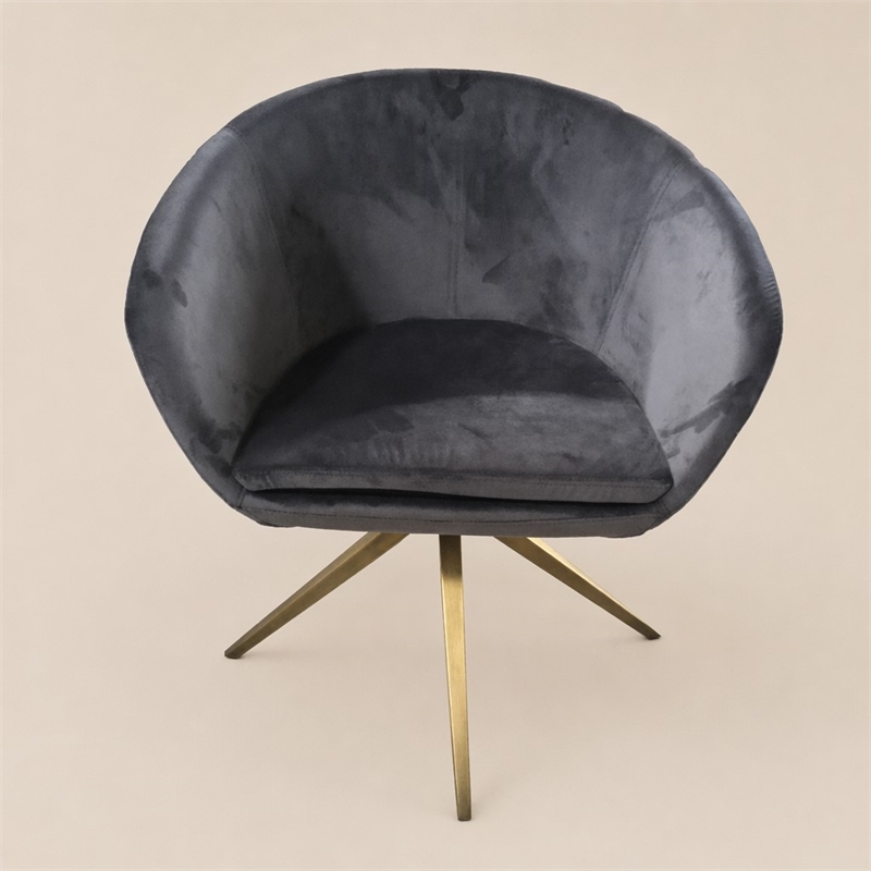 Pemberly Row Velvet Dining Chair with Metal Frame in Gray Bronze Finish