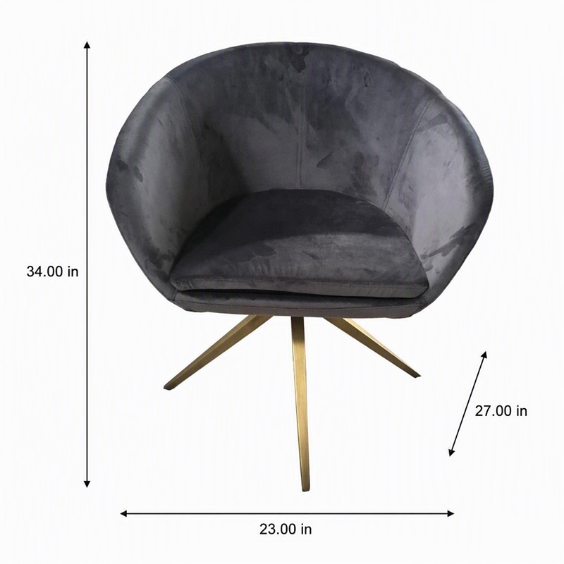 Pemberly Row Velvet Dining Chair with Metal Frame in Gray Bronze Finish