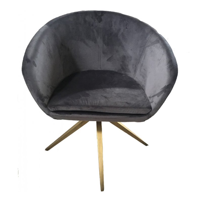 Pemberly Row Velvet Dining Chair with Metal Frame in Gray Bronze Finish