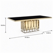 Pemberly Row Modern Stainless Steel Glass Dining Table in Gold Finish