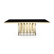 Pemberly Row Modern Stainless Steel Glass Dining Table in Gold Finish