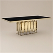 Pemberly Row Modern Stainless Steel Glass Dining Table in Gold Finish