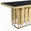 Pemberly Row Modern Stainless Steel Glass Dining Table in Gold Finish