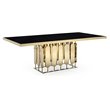 Pemberly Row Modern Stainless Steel Glass Dining Table in Gold Finish