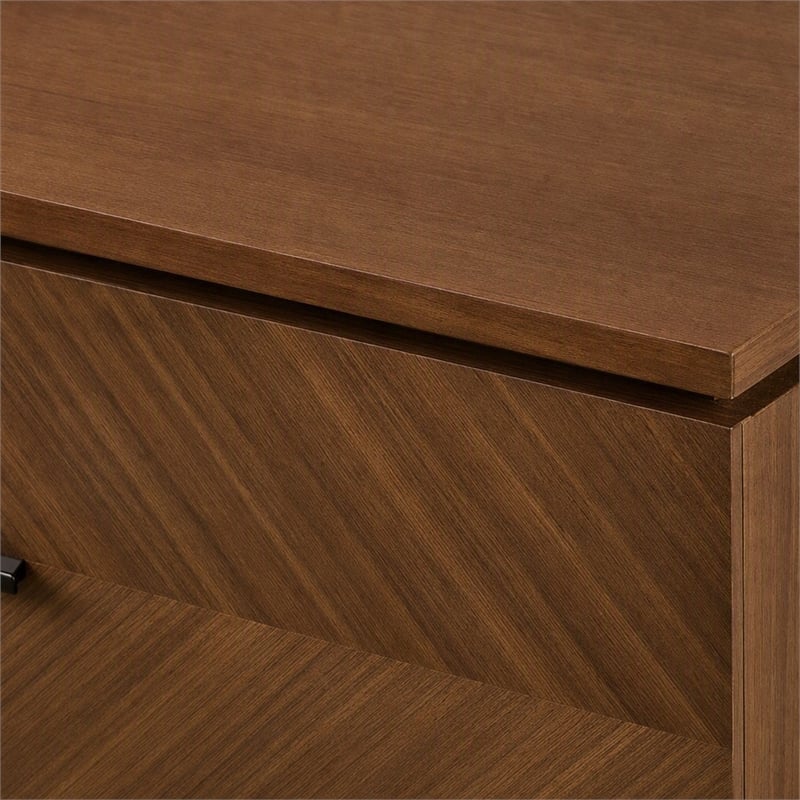 Pemberly Row Mid Century Wood & Metal Nightstand in Walnut and Black