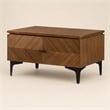 Pemberly Row Mid Century Wood & Metal Nightstand in Walnut and Black