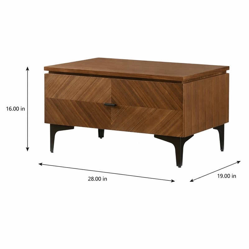 Pemberly Row Mid Century Wood & Metal Nightstand in Walnut and Black
