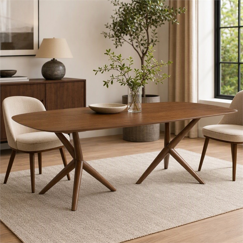 Pemberly Row Rectangular Solid Wood Dining Table in Walnut