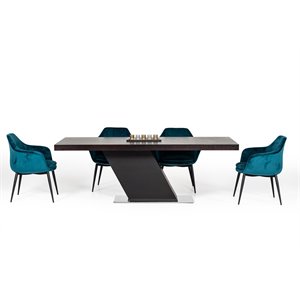 Pemberly Row Velvet Upholstered Dining Chair with Metal Frame in Teal