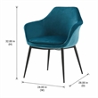 Pemberly Row Velvet Upholstered Dining Chair with Metal Frame in Teal