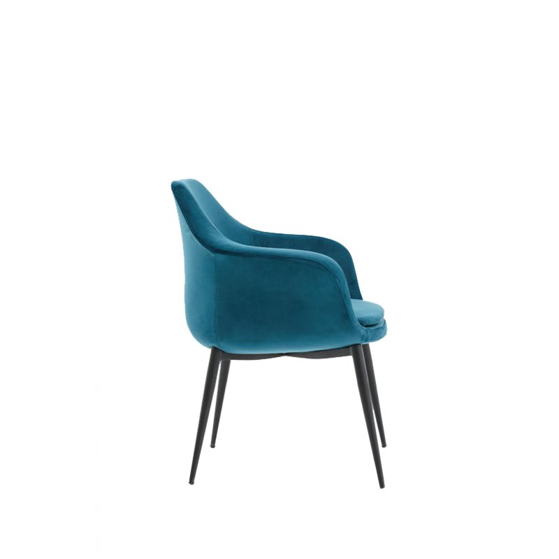 Pemberly Row Velvet Upholstered Dining Chair with Metal Frame in Teal