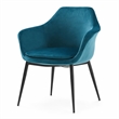 Pemberly Row Velvet Upholstered Dining Chair with Metal Frame in Teal