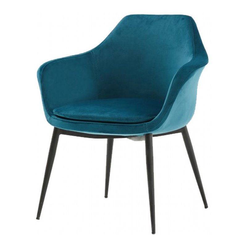 Pemberly Row Velvet Upholstered Dining Chair with Metal Frame in Teal