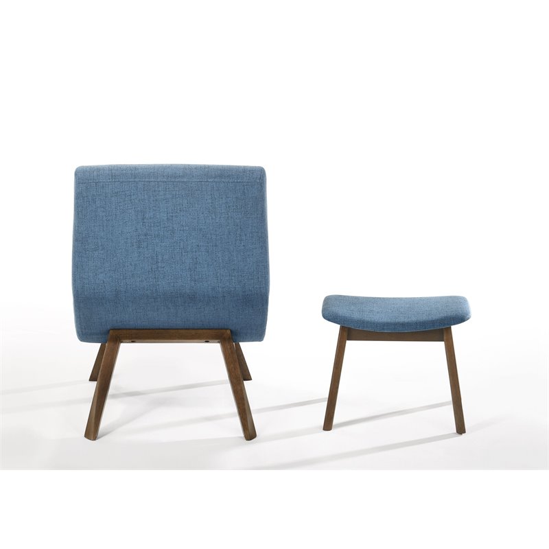 Pemberly Row Fabric Accent Chair & Ottoman Set in Navy Blue