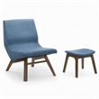 Pemberly Row Fabric Accent Chair & Ottoman Set in Navy Blue