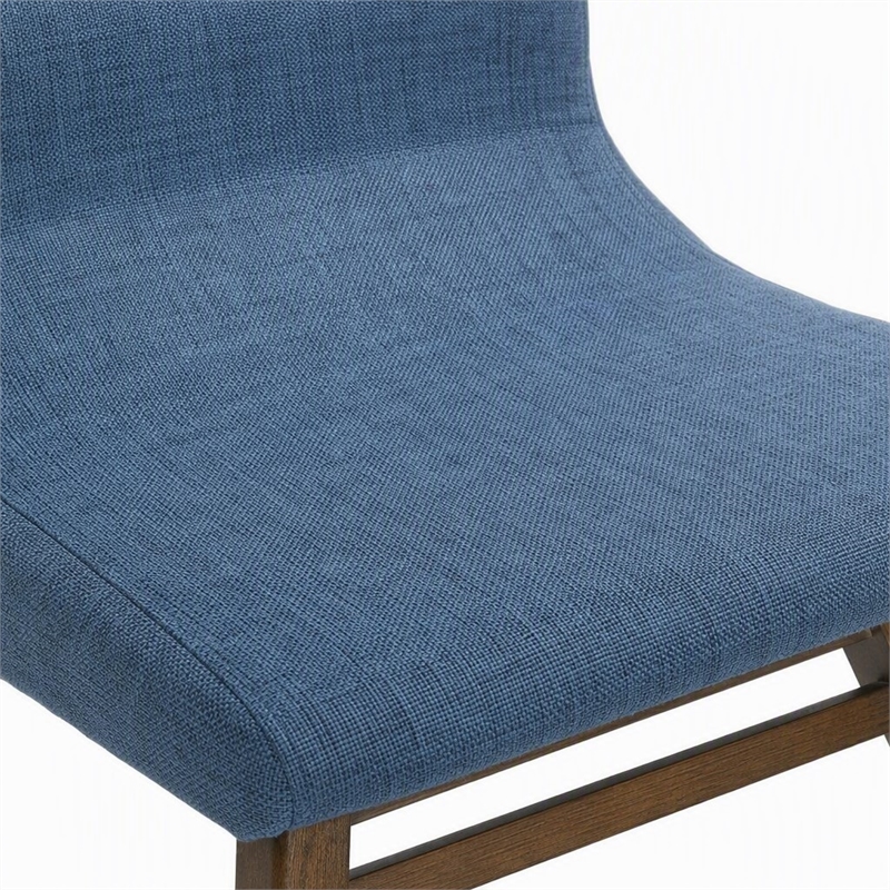 Pemberly Row Fabric Accent Chair & Ottoman Set in Navy Blue