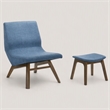Pemberly Row Fabric Accent Chair & Ottoman Set in Navy Blue