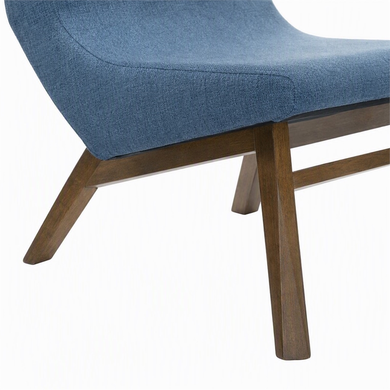 Pemberly Row Fabric Accent Chair & Ottoman Set in Navy Blue