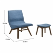 Pemberly Row Fabric Accent Chair & Ottoman Set in Navy Blue