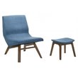 Pemberly Row Fabric Accent Chair & Ottoman Set in Navy Blue