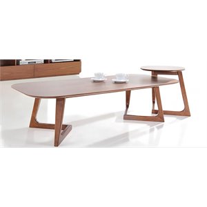 Pemberly Row Mid-Century Wood Veneer End Table in Walnut Finish