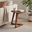Pemberly Row Mid-Century Wood Veneer End Table in Walnut Finish