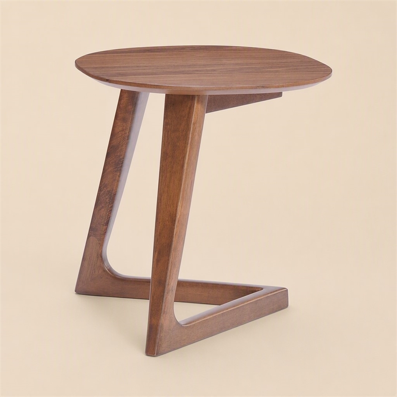Pemberly Row Mid-Century Wood Veneer End Table in Walnut Finish