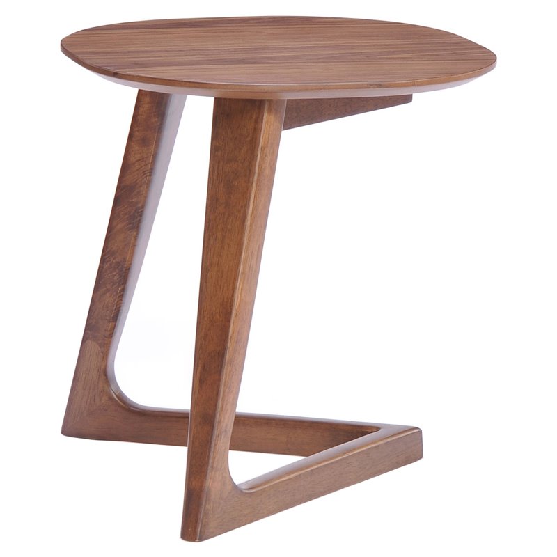 Pemberly Row Mid-Century Wood Veneer End Table in Walnut Finish