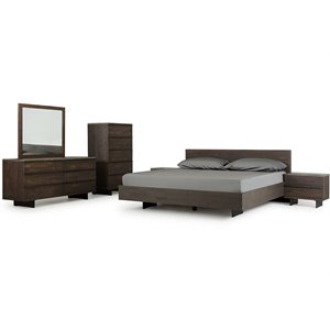Pemberly Row 5-Drawer Veneer Wood Chest with Concrete Top in Gray