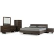 Pemberly Row 5-Drawer Veneer Wood Chest with Concrete Top in Gray
