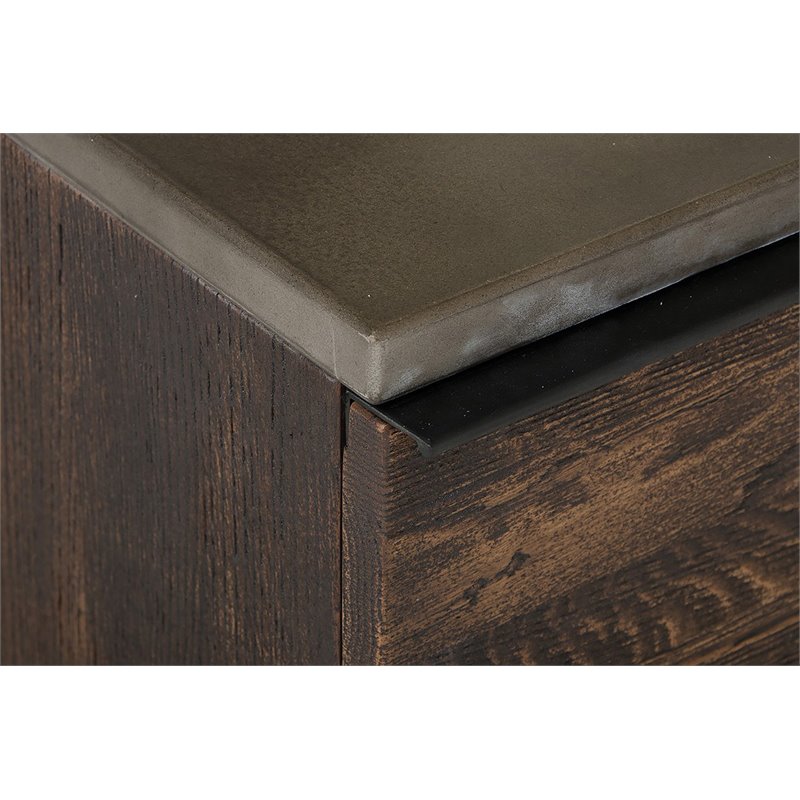 Pemberly Row 5-Drawer Veneer Wood Chest with Concrete Top in Gray