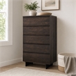 Pemberly Row 5-Drawer Veneer Wood Chest with Concrete Top in Gray