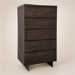 Pemberly Row 5-Drawer Veneer Wood Chest with Concrete Top in Gray