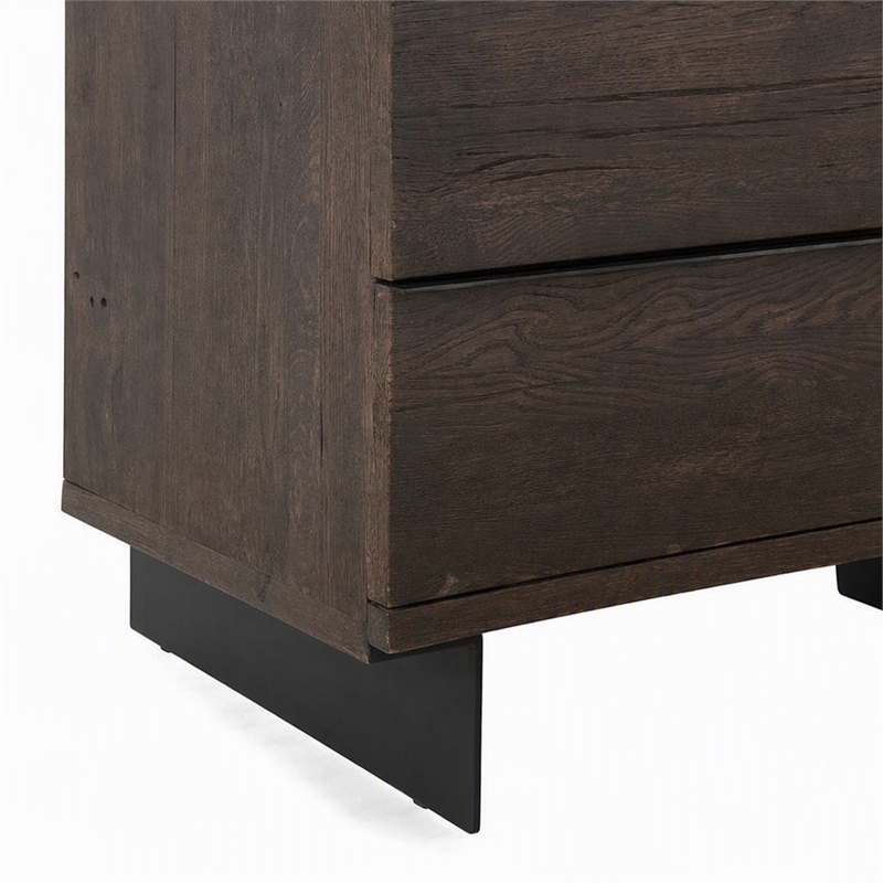 Pemberly Row 5-Drawer Veneer Wood Chest with Concrete Top in Gray