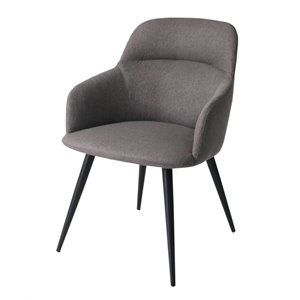 Pemberly Row Scranton 15&quot Gray Linen Dining Chair with Matte Black Legs