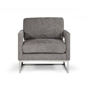 Pemberly Row Edna Modern Velvet Accent Chair in Dark Gray