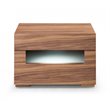 Pemberly Row Contemporary Veneer & MDF Wood Nightstand with LED Light
