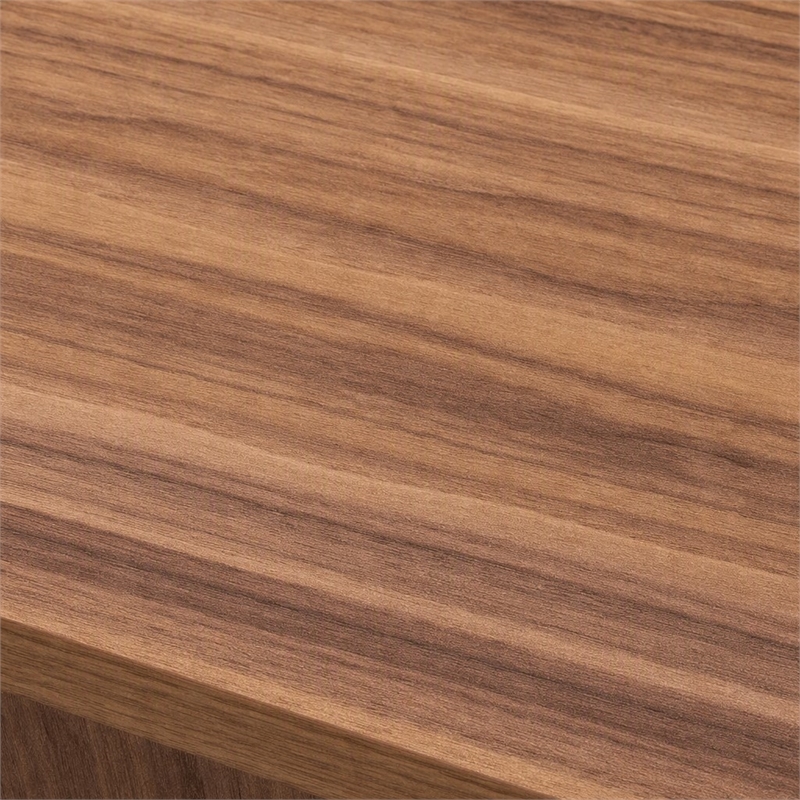 Pemberly Row Contemporary Veneer & MDF Wood Nightstand with LED Light