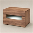 Pemberly Row Contemporary Veneer & MDF Wood Nightstand with LED Light