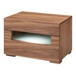 Pemberly Row Contemporary Veneer & MDF Wood Nightstand with LED Light