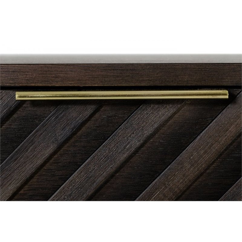 Pemberly Row Acacia Solid Wood Dresser with 6 Drawers in Dark Brown