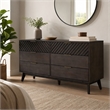 Pemberly Row Acacia Solid Wood Dresser with 6 Drawers in Dark Brown