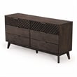 Pemberly Row Acacia Solid Wood Dresser with 6 Drawers in Dark Brown