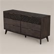 Pemberly Row Acacia Solid Wood Dresser with 6 Drawers in Dark Brown