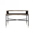 Pemberly Row Modern Concrete & Metal Console Table in Gray and Black