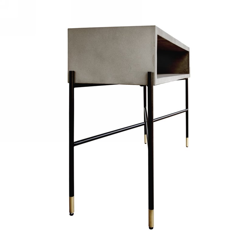 Pemberly Row Modern Concrete & Metal Console Table in Gray and Black