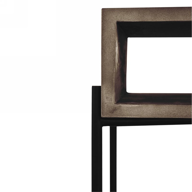 Pemberly Row Modern Concrete & Metal Console Table in Gray and Black