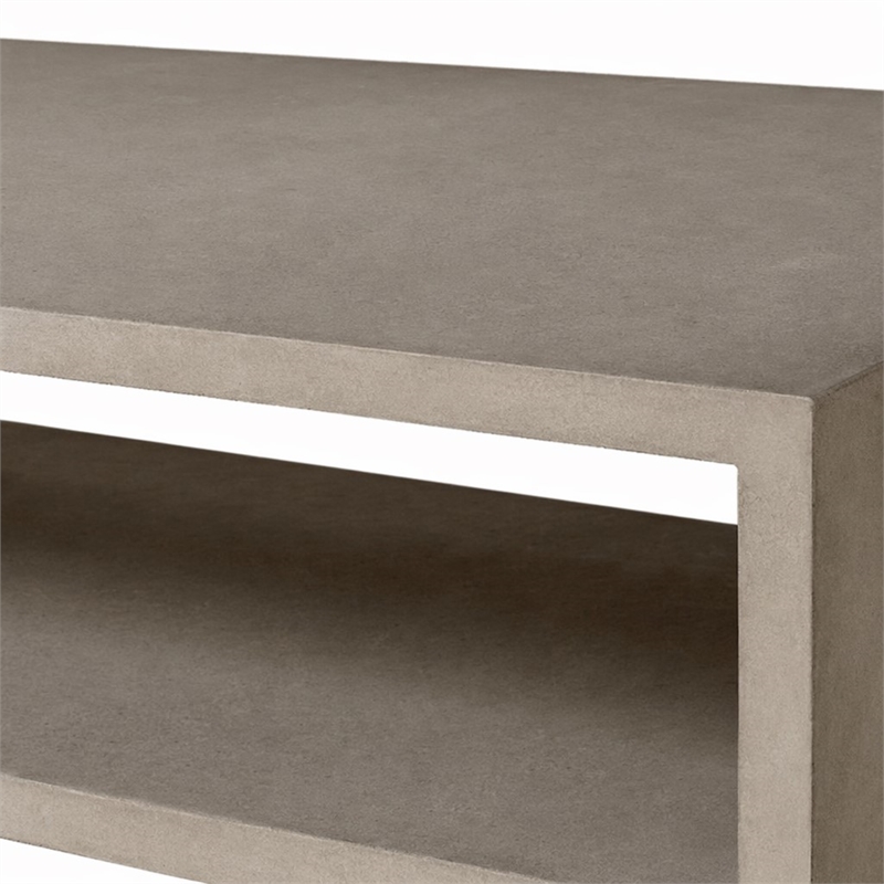 Pemberly Row Modern Concrete & Metal Console Table in Gray and Black